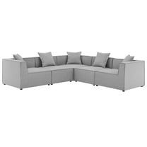 Modway Saybrook Outdoor Patio Upholstered 5-Piece Sectional Sofa in Gray