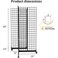 thumbnail image 2 of 5' x 2' Wire Grid Panel Tower, 4-Way Grid Wall Display Rack with Rolling Base, 2 of 7