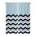 thumbnail image 2 of nqOlkjepod Outdoor Curtains for Patio Waterproof, Black Chevron Outdoor Privacy Panels Grommet, Geometric Blue White Sea Wavy Striped Blackout Outside Curtains for Porch/Cabana 54"x95", 2 Panels, 2 of 8