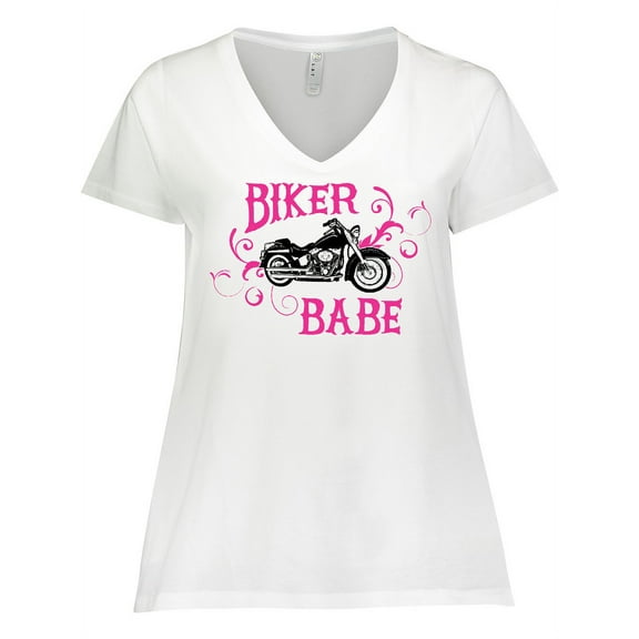 Inktastic Biker Babe Women's Plus Size V-Neck T-Shirt