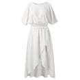 thumbnail image 3 of B91xZ Robes Maxi Sans Manches pour Femmes, Robe Plissée à Col Rond Sans Manches, Blanc TG, 3 of 5