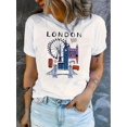 thumbnail image 1 of T-Shirt Graphique Minimaliste pour Femmes London Landmark - T-Shirt Décontracté à Manches Courtes avec Grande Roue et Design Big Ben, Haut d'Été Confortable pour Tenue Décontractée, Mode Confortable / Gris Minimaliste, 1 of 6