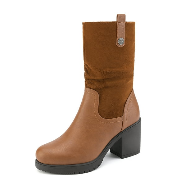 camel mid heel boots