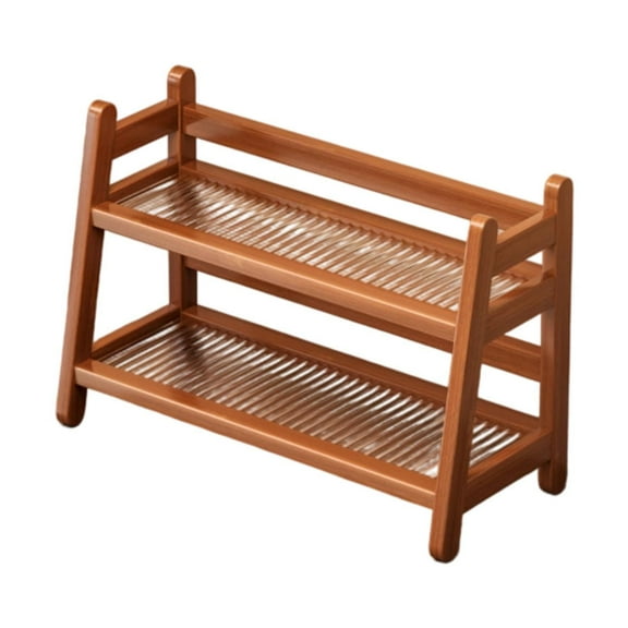 deevoka Water Cup Display Rack 2 Tier Decorative Simple Coffee Mug Holder Home Decor Brown