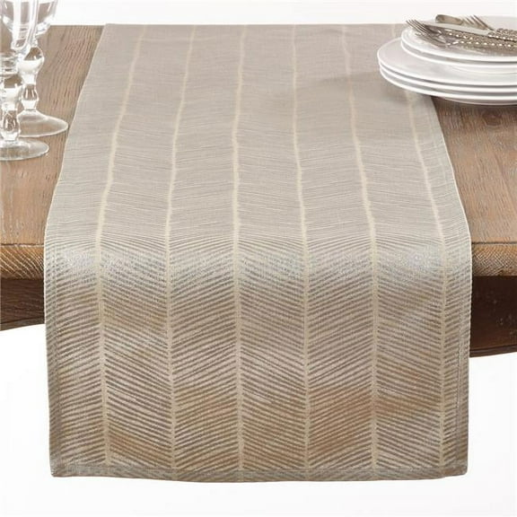 Saro Lifestyle 6000.S1672B 16 x 72 in. Metallic Herringbone Design Table Runner