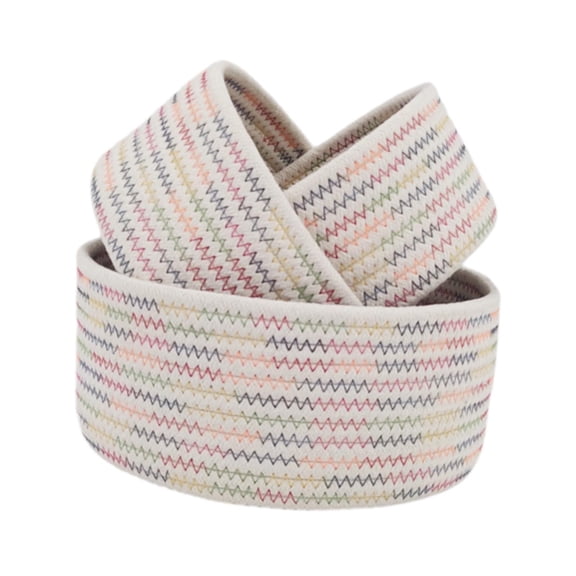 ACDANC Small Rope Woven Basket Storage Basket, Empty Gift Basket, Cute Round Woven Basket, Decorative Storage Basket, 3-Piece Cotton Storage Box, Large Medium Small