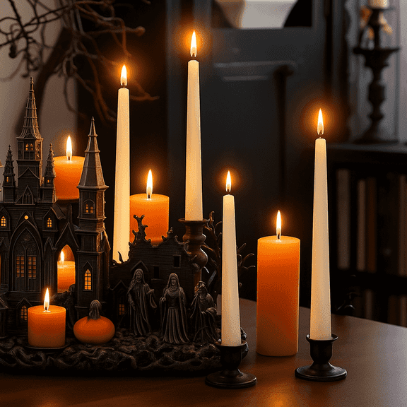 Supply Sure Flameless Taper LED Candles with Remote, 3D Real Flame Flickering, Plastic, Battery Operated, 12 Pack