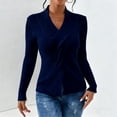 thumbnail image 2 of Women's Criss Cross Front Sweater Wrap V-Neck Ribbed Knit Pullover (Dark Blue, L), 2 of 5
