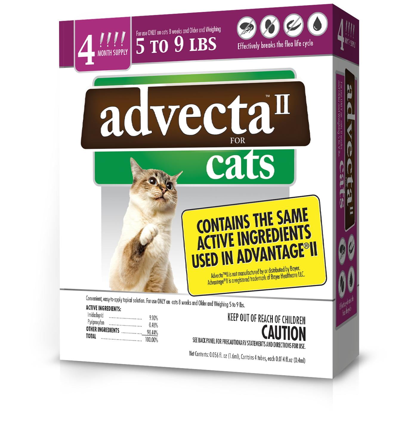 Advecta II Flea Treatment for Small Cat, 4 Monthly Treatments