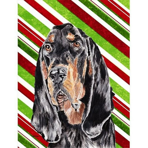 Coonhound Candy Cane Christmas Flag Garden Size