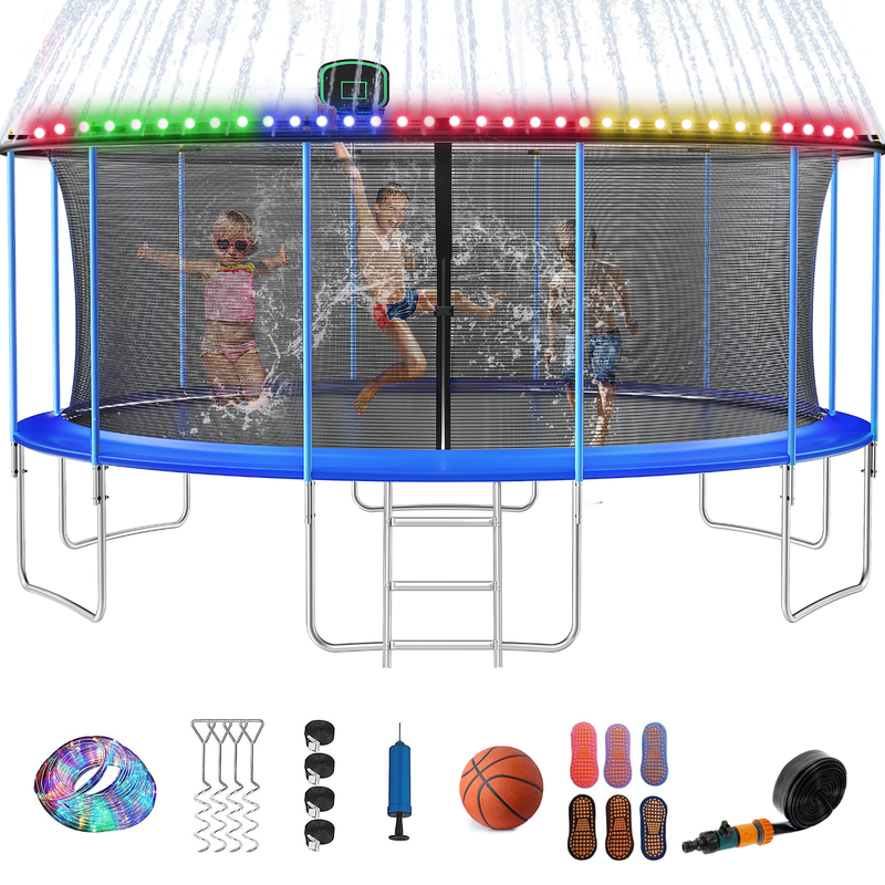 FIZITI 16FT 1500LBS Trampoline for Adults/Kids, Outdoor Trampoline with  Enclosure Net, Basketball Hoop, Sprinkler, LED Lights, Wind Stakes, Ladder,  ASTM Approved Recreational Trampoline for Backyard Walmart Canada