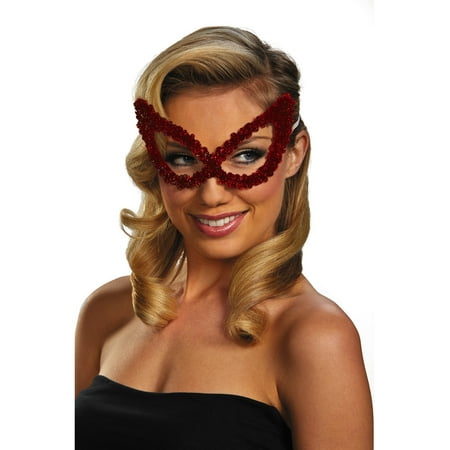 Adult Red Masquerade Ball Costume Accessory Elegant Large Sequin Mask