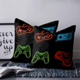 thumbnail image 3 of Game Controller Throw Pillow Covers, Soft Pillowcases with Invisible Zipper, Modern Art Gaming Handheld Black Decorative Square Pillow Cushion Covers for Living Room Couch Sofa Bed 24x24 Inches, 3 of 8