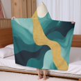 thumbnail image 5 of Teal Gold Marble Pattern Hooded Bath Towel，60"x35" for Ages 3 To 12 Kids, Quick Dry Lightweight Soft Microfiber Hood Beach Towel Cover Up for Kids, 5 of 7