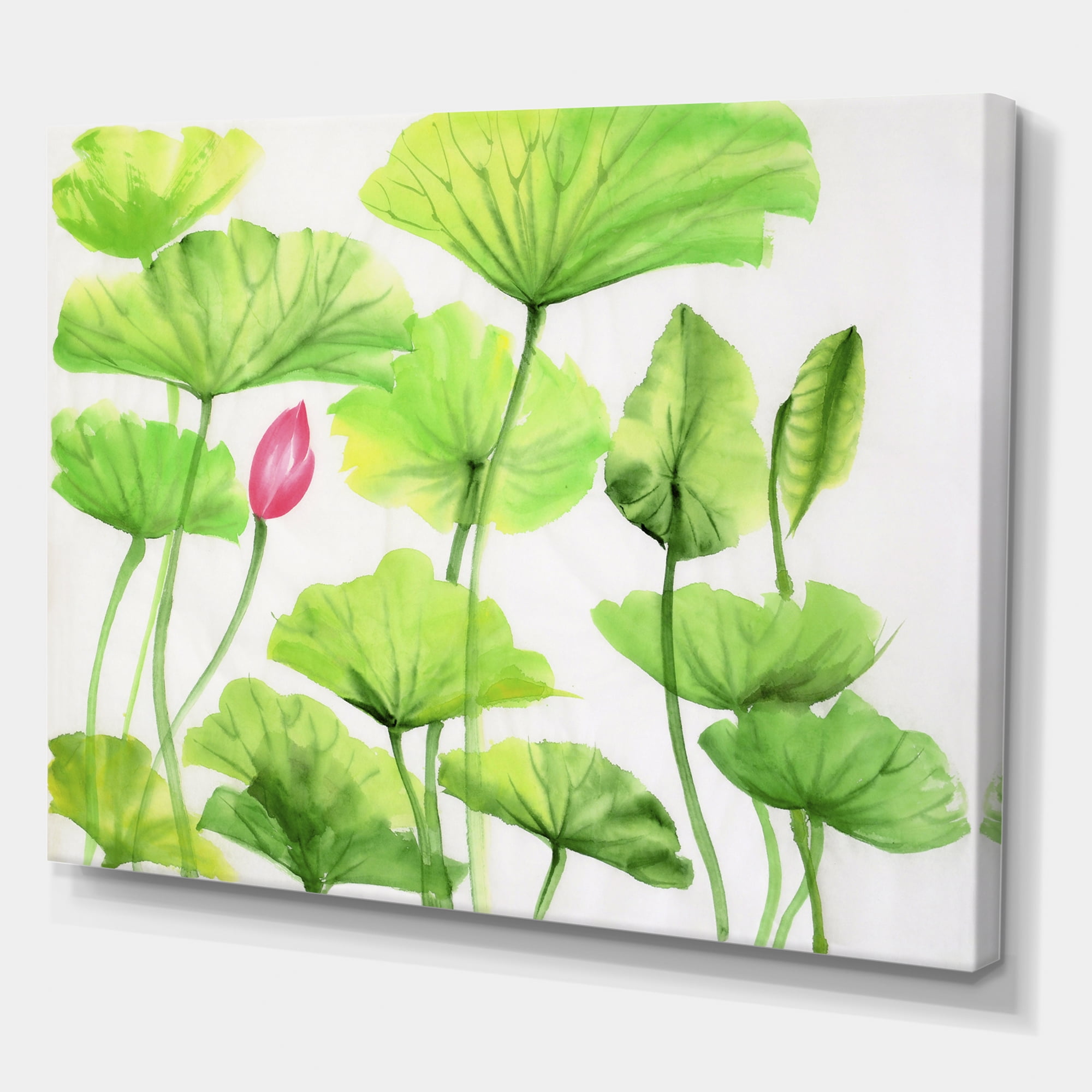 Designart ' Ancient Pink Lotuses In The Pond VIII ' Traditional Canvas Wall Art Print