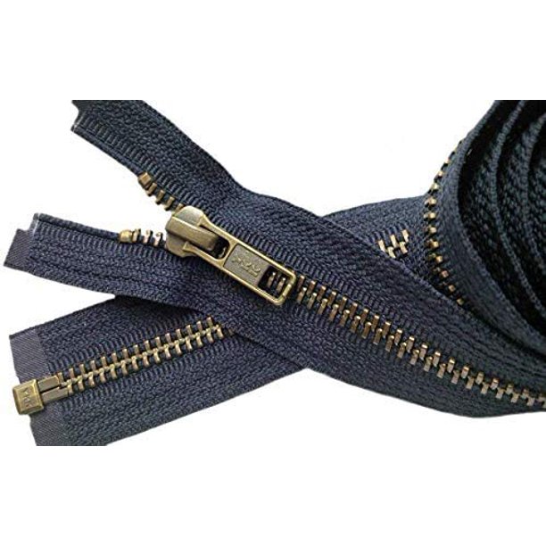 5 Antique Brass Navy YKK Jacket Separating Zipper Color Navy Made