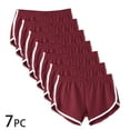 thumbnail image 2 of Women's Athletic Shorts 5 Packs Workout Elastic Waist Running Gym Shorts for Yoga Loose Fit Fitness Shorts (Free Size, Wine), 2 of 5