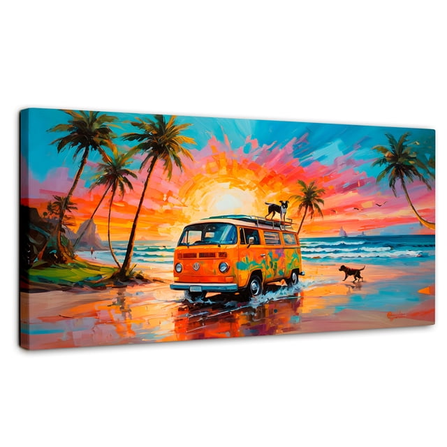 Cuadro Decorativo Canvas Canvas Revolution Perros Playeros 140x70