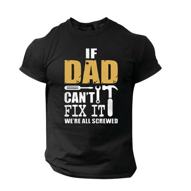LUOGENLI T-shirts pour Homme pour Hommes Homme Printemps et Été Fête des Pères Décontracté Rétro Lettrage Impression Partielle T-Shirt Col Rond Manche Courte Haut T-shirts pour Hommes T-shirts Graphiques Pâques Noir TTG