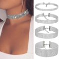 thumbnail image 1 of NEW Crystal Rhinestone Choker Necklace Women Wedding Accessories Silver Color Chain Punk Gothic Chokers Jewelry Collier Femme Straggle Steipos, 1 of 5
