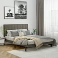 thumbnail image 2 of Costway Upholstered Tufted Bed Wood Platform Mattress Foundation Headboard Queen, 2 of 10