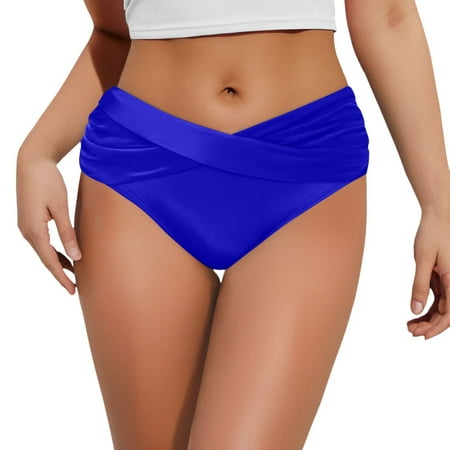 ANINEO Women Swimwear Bikini Bottom Front Swimsuit Ruched Bathing Suit Bottoms Stylish Hawaii Summer Tropical Brazilian Beachwear