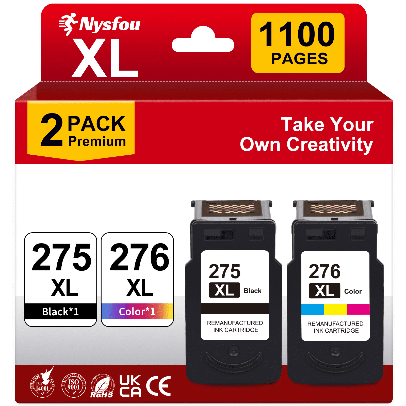 AUMOK Ink Compatible with Canon PG 275 XL and CL 276 XL for PIXMA