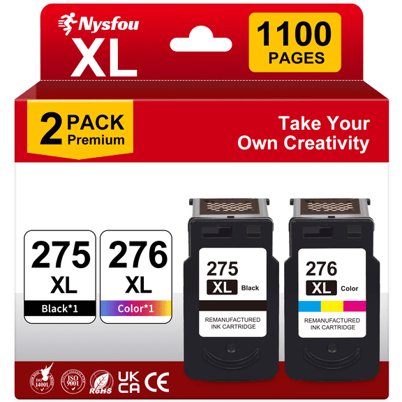 275 Printer Ink Compatible  for Canon Ink 275 and 276 for PIXMA TS3520 TS3522 TS3500 Printer (Black, Tri-Color)