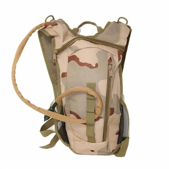 M MCGUIRE GEAR Hydration Backpack, Multi-Pocket Hiking Backpack with Hydration Bladder, Water-resistant Nylon Water Bladder for Running, Cycling, and Biking, 3L/100 oz. (3-Color Desert).