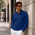 thumbnail image 6 of LODIENY Men's Long Sleeve Golf Shirts Lightweight Moisture Wicking Performance Tops Casual Collared Button Down Workout Basic Tees Blue M, 6 of 9