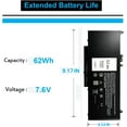 thumbnail image 4 of 6MT4T 7.6V 62WH Laptop Battery Compatible with Dell Latitude 14 5470 E5470 15 5570 E5570 Precision 15 3510 M3510 Series, 4 of 7