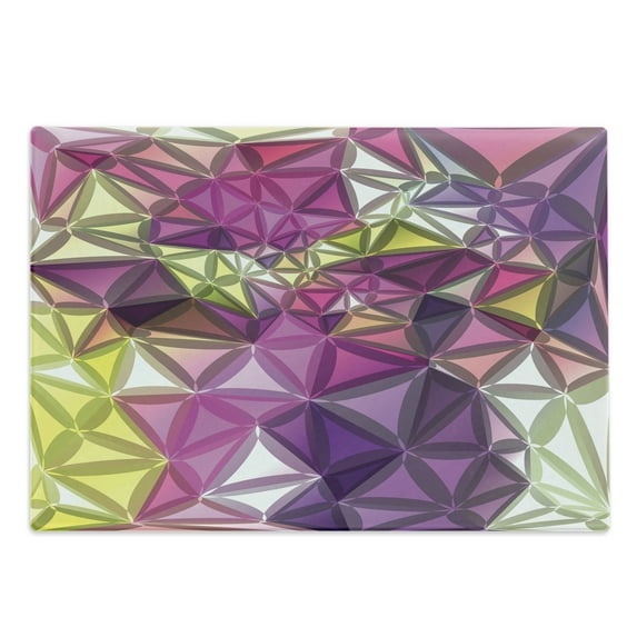 Diamond Cutting Board, Abstract Ornate Gradient Different Size Diamond Motifs Futuristic Effects Print, Decorative Tempered Glass Cutting and Serving Board, Large Size, Purple Yellow, by Ambesonne