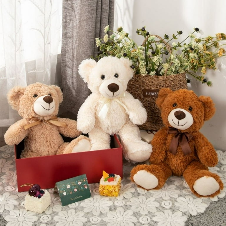 Morismos 3 Pack Teddy Bear 13.8 inches Soft Plush Cuddly Stuffed