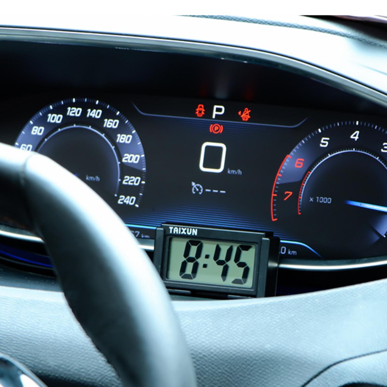 Mini Horloge Numérique Pour Tableau De Bord Voiture - Autocollant LCD, Pile AG10 - Accessoire Pratique