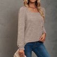thumbnail image 6 of TKLPEHG Womens Blouse Crew Neck Pleated Tunic Tops Casual Fashion Solid Color Fall Tops Comfy Lightweight Long Sleeve T Shirt Loose Blouses Pullover (Khaki,M), 6 of 6