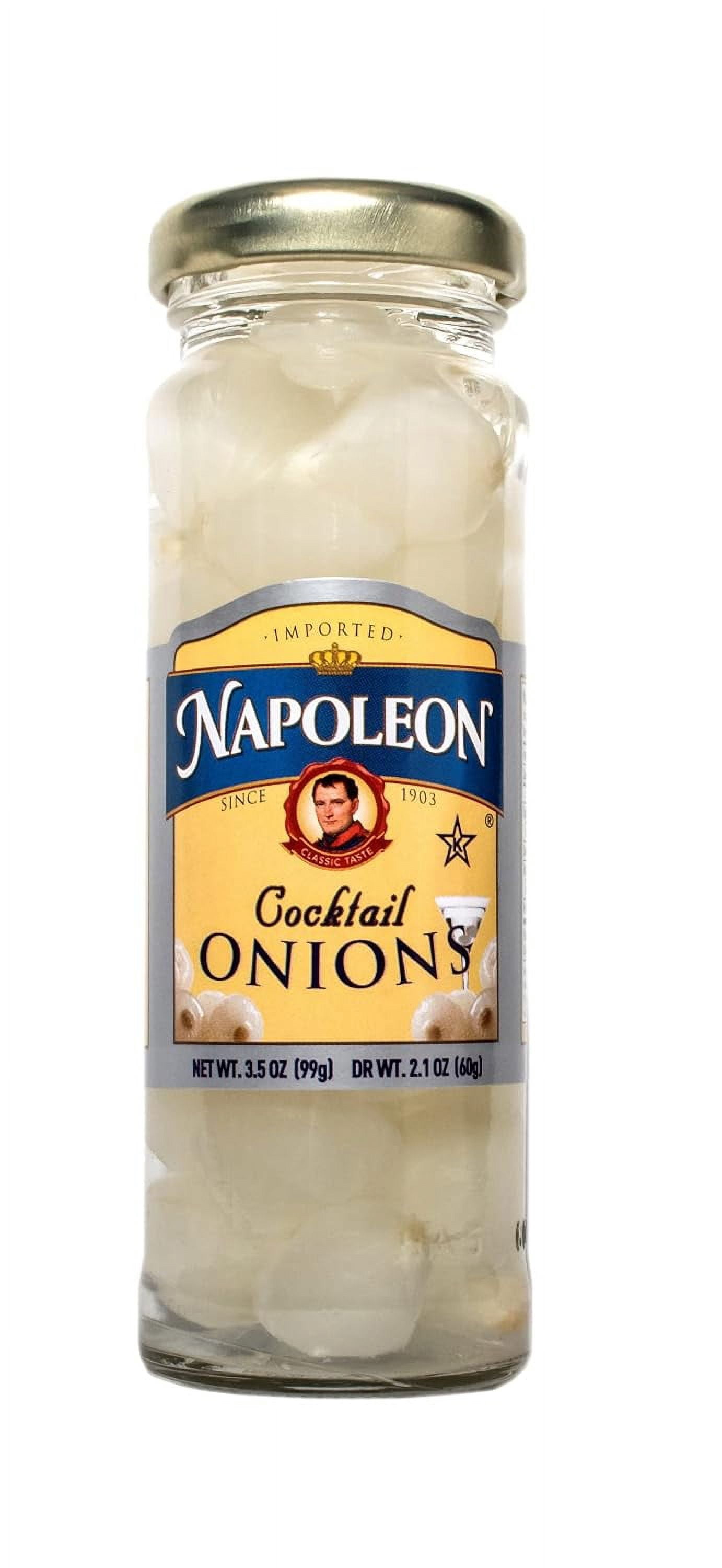 Imported Cocktail Onions 6 Small Glass Jars NT. WT. 3.2 oz. DR. NT.WT. 2.1 oz.