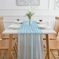 thumbnail image 4 of Chemin de Table Bleu 27x157 Pouces en Chiffon Bleu Clair pour Décoration de Table de Mariage Anniversaire, 4 of 4