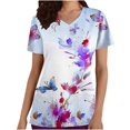 thumbnail image 2 of SuoKom Sarraus pour Femmes Haut Moderne à Col en V Uniforme d'Infirmière Athlétique Extensible Tenue de Travail pour Joggers T-Shirts à Manches Courtes Chemises pour Femmes T-Shirts Graphiques, 2 of 5