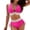 Hot Pink #083, variant on High Waisted Bikini Sets for Women Tummy Control Swimsuit Color Block Full Coverage Push up Sexy 2 Piece Bathing Suit Navy M