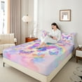 thumbnail image 4 of Castle Fairy Gradient Butterflies Twin Sheet Sets 3pcs for Kids Children,Kawaii Ombre Rainbow Twin Fitted Sheet Microfiber,Dreamy Princess Breathable Flat Sheet,Lightweight Room Decor, 4 of 7