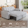thumbnail image 5 of 63.2'' 3-in-1 Convertible Futon Sofa Bed – Pull-Out Sleeper Loveseat with Adjustable Backrest, Side Pockets & Storage Armrest – Ideal for Living Room – Light Grey,, 5 of 9