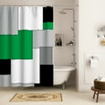 thumbnail image 4 of LFEEY Green Geometric Shower Curtain, Modern Neutral Waterproof Fabric with Hooks, 72x78, 4 of 5