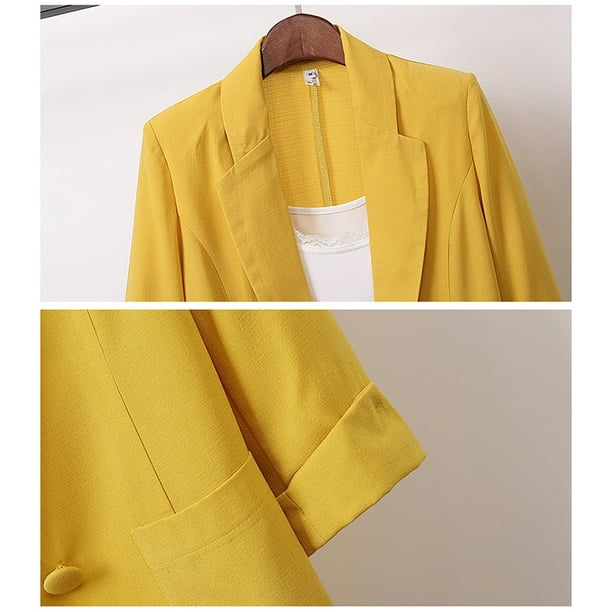 Women Summer Coat Cotton Linen Medium Long Loose Suit Jacket 