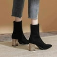 thumbnail image 3 of Oyedens Women's Dress Boots Black Suede Pointed Toe High Heels Ankle Booties for Women Autumn, 3 of 6