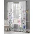 thumbnail image 5 of Pink Blue Spring Floral Semi Sheer Curtains 84 Inch Length 2 Panels Set, Watercolor Elegant Botanical Sheer Kitchen Curtain Privacy Voile Window Curtain for Living Room Bedroom Rod Pocket Drapes, 5 of 7