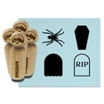 thumbnail image 1 of Halloween Tombstone RIP Ghost Coffin Spider Rubber Stamp Set for Scrapbooking Crafting Stamping - Small 3/4 Inch, 1 of 7