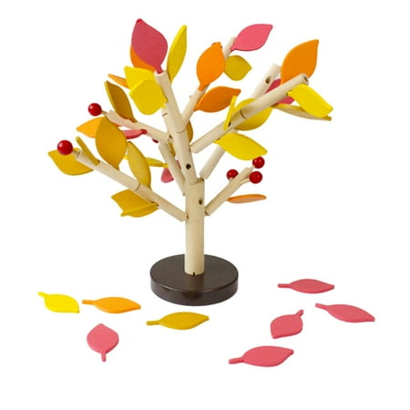 

1pc Assembled Tree Wood Green Leaves Building Montessori Wooden Toys Chopping Block Early Educational Toy Children Learning Toy(Mixed Leaf)