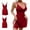 Red, variant on yunLCZ Womens Nightgowns Lace Trim Slit Nightgown Lace Trim Side Sleep Dress Slit Bowknot Decor Sleep Spaghetti Dress