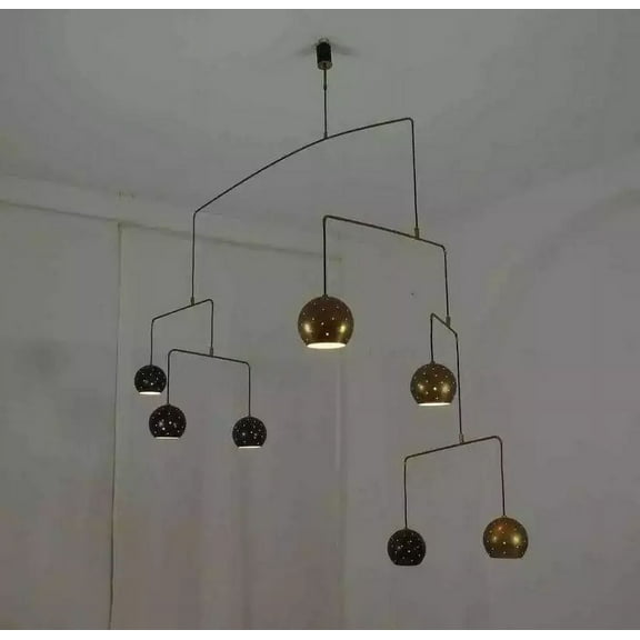1950 MID CENTURY URCHIN BRASS SPUTNIK CHANDELIER UNIQUE STILNOVO KALMAR ITALIAN