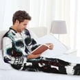 thumbnail image 6 of Susaid Watercolor Skull Print Men's Long Sleeve Pajama Set, Two-Piece Button-Down Loungewear PJs Set, Comfortable Sleepwear for Relaxation-X-Large, 6 of 7